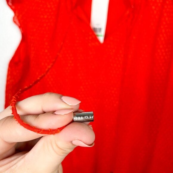 NWT Calvin Klein Work Wear Office Red Blouse With 3-D Swiss Dot Pattern Sz. L - Picture 5 of 9